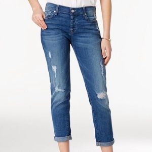 7 For All Mankind Josefina Skinny Boyfriend Distressed Jeans - 29